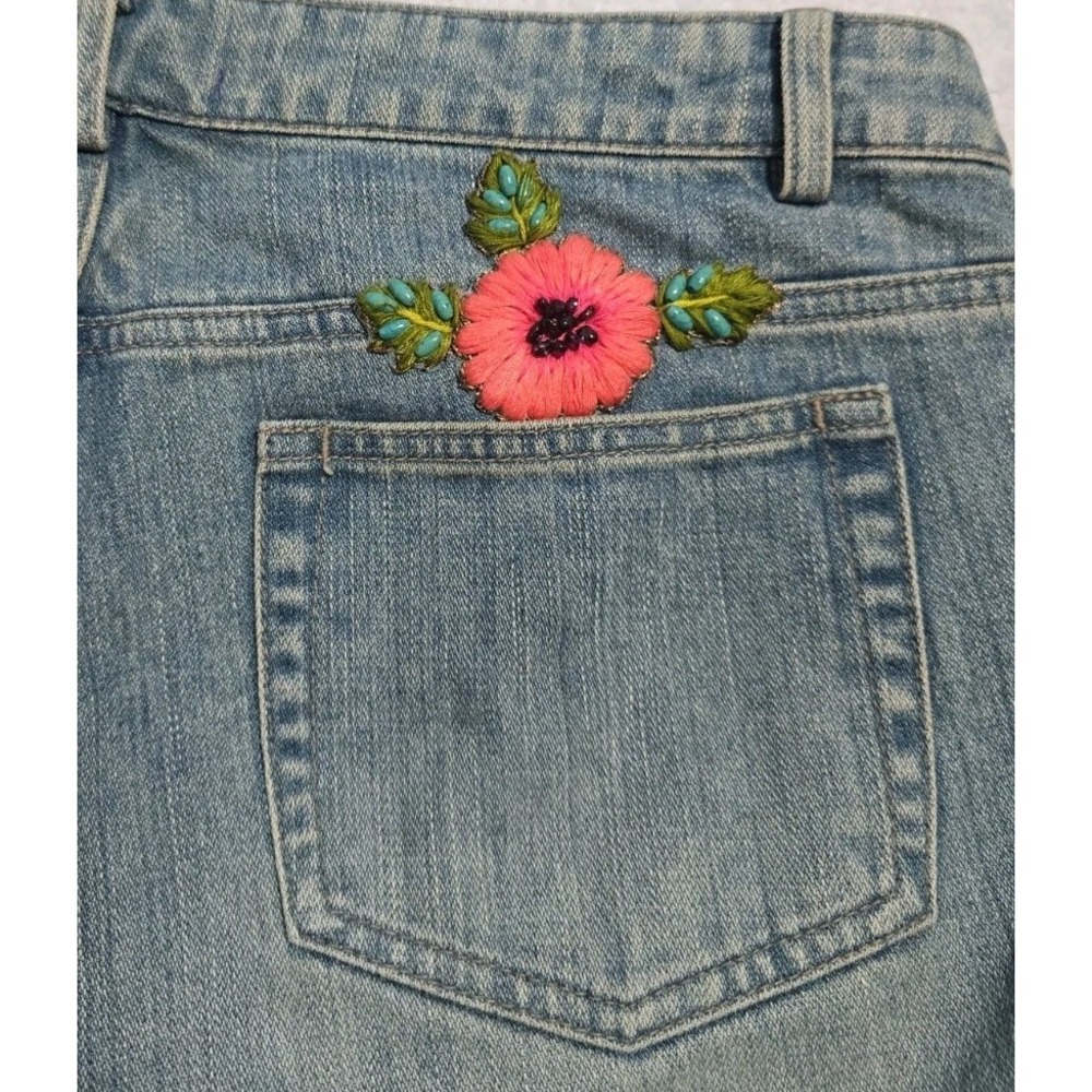 Dana Buchman Denim Embroidered Beaded Jeans Flare Size 10/30 Retro 70s - Picture 7 of 9